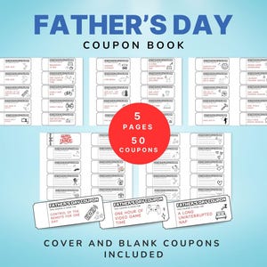 Dad Gift From Kids Download Custom Coupon Book Dad Gift Template Love Coupons DIY Coupon Book DIY Dad Gift Fathers Day Voucher Printable