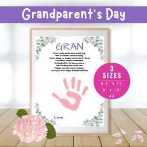 Grandparents Day Craft, Grandparent Craft, Grandparents Day Gift from Grandkids, Grandparents Day Printable, Gift For Gran Handprint Craft