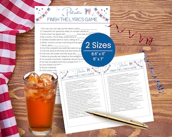 Finish The Lyrics Trivia Questions, Printable Picnic Games, Memorial Day Trivia, Veterans Day Games, Labor Day Games, 4th of July Trivia