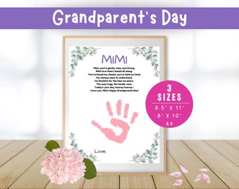 Grandparents Day Craft, Grandparent Craft, Grandparents Day Gift from Grandkids, Grandparents Day Printable, Gift For Mimi Handprint Craft