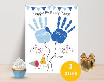 Handprint Art, Handprint Craft, Birthday Handprint, DIY Birthday Card, Handprint Keepsake, Handprint Printable, Happy Birthday Papu Card