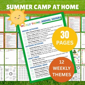 Sommercamp zu Hause Sommeraktivität Sommercamp-Planer Camp-Lehrplan DIY-Sommercamp Kindersommercamp Kindersommer Stundenplan Printable