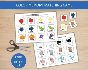Color Matching Memory Game, Color Sorting Game, Preschool Toddler Activities, Learning Colors, Preschool Printable Learning, Teaching Colors