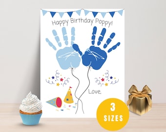 Handprint Art, Poppy Handprint Craft, Birthday Handprint, DIY Birthday Card, Handprint Keepsake, Happy Birthday Poppy Card Handprint Gift