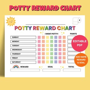 Potty Training Reward Chart for Toddlers Printable Potty Training Sticker Chart for Boys Girls Kids Stars Chart Visual Rainbow Reward Chart