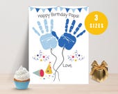 Handprint Art, Papa Handprint Craft, Birthday Handprint, DIY Birthday Card, Handprint Keepsake, Happy Birthday Papa Card Papa Handprint Gift