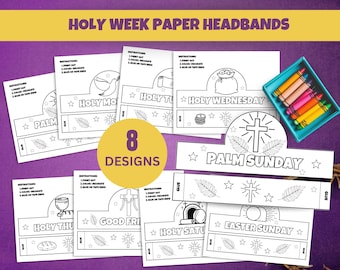LDS Holy Week, Holy Week Printable, Headband Template, Printable Crown, Paper Crown Design, Sunday School Craft, Easter Printables Activity