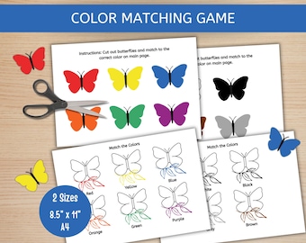 Color Matching Butterflies Craft, Color Sorting Game, Toddler Activities, Learning Colors, Preschool Printable Learning, Teaching Colors
