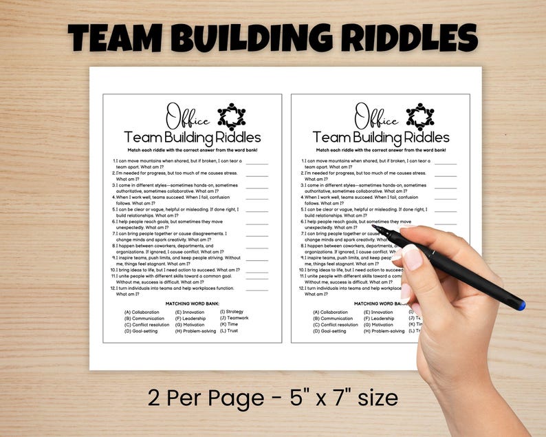 Team Building Games, Office Riddles Game, Office Party Games, Ice ...