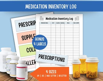 Medication Tracker, Medication Organizer, Medication Log, Medicine Inventory, Prescription Tracker, Medical Checklist, Medication Storage