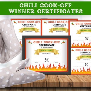 Chili Cook Off Winner Certificate, Chili Cookoff Award, Chili Cook Off Party Ideas, Chili Contest, Chili Competition, National Chili Day