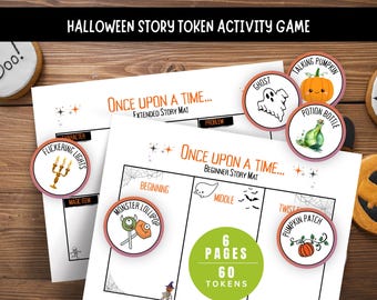 Kids Halloween Game, Creative Writing Prompts, Storytelling Homeschool Activity, 1st Grade Writing, Second Grade Printable, Sentence Writing