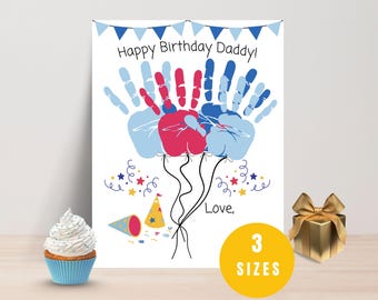 Handprint Art, Handprint Craft, Birthday Handprint, DIY Birthday Card, Handprint Keepsake, Handprint Printable, Happy Birthday Daddy Card