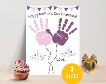 Mothers Day Gift, Mothers Day Handprint Art, Grandma Mothers Day, Grandma Gift, Gift for Grandma, Mothers Day Crafts, DIY Mothers Day Card