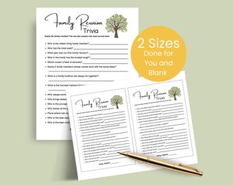 Family Reunion Games Printable Family Trivia Game Family Reunion Ideas Party Activities Find Someone Who Reunion Games Icebreaker Games