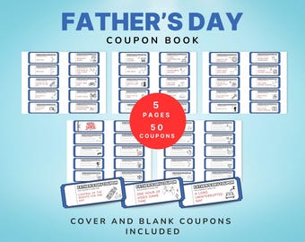 Dad Gift From Kids Download Custom Coupon Book Dad Gift Template Love Coupons DIY Coupon Book DIY Dad Gift Fathers Day Voucher Printable
