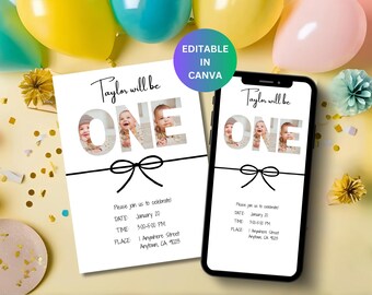 First Birthday Invitation, Baby First Birthday, Happy 1st Birthday, First Birthday Boy, First Birthday Girl, 1st Birthday Boy Birthday Girl