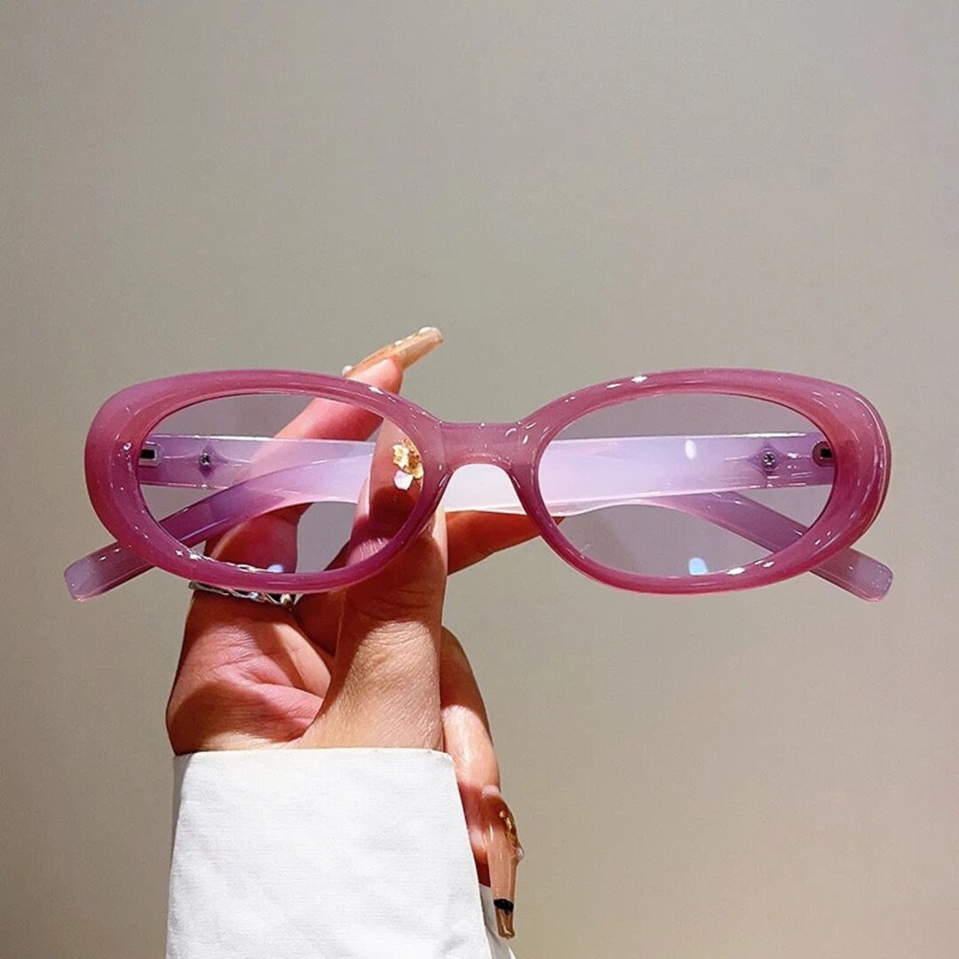 Y2K Pink Oval Jelly Sunglasses Etsy