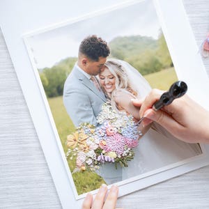 Custom Embroidered Wedding Bouquet Portrait | Cotton anniversary Gift