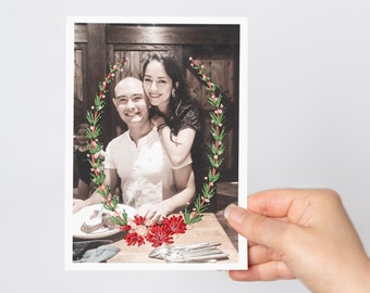 Embroidered photo gift for cotton anniversary  | Custom couple's portrait for fiancee | Christmas gift for wife