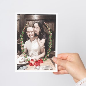 Embroidered photo gift for cotton anniversary  | Custom couple&#39;s portrait for fiancee | Christmas gift for wife