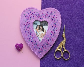 Anne Heart Felt Frame Template for Polaroid minis | Embroidery Pattern PDF Mother’s Day Gift