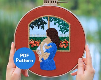 An Ode to Mom Baby shower Embroidery pdf tutorial with videos | No AI used | Nursery wall art | New baby gift