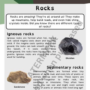Rocas – Póster de aprendizaje de ciencias KS2 – Tipos de rocas y sus propiedades