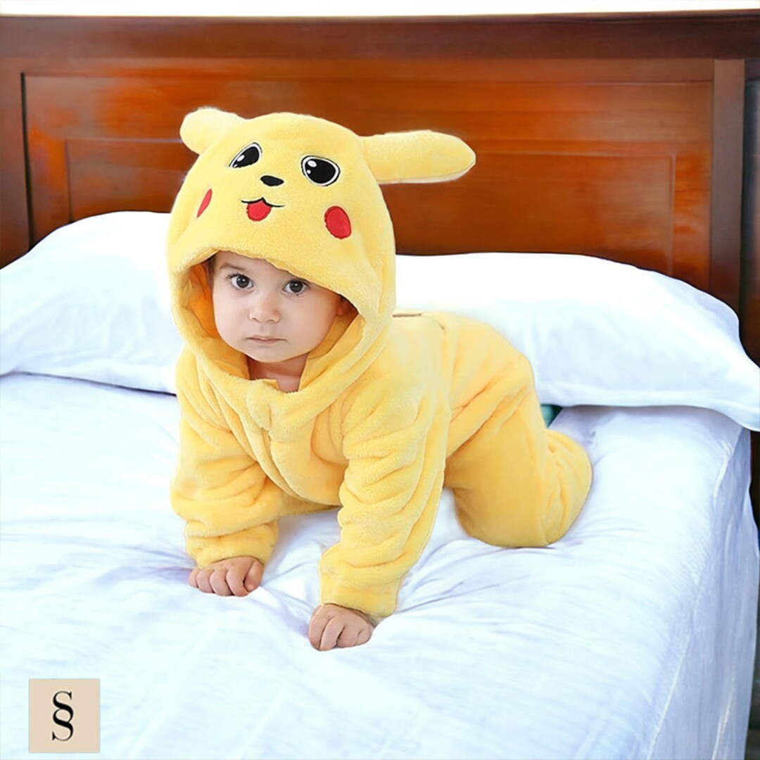 Pikachu Onesie Pokemon Baby Costume Warm & Soft Kids Pjs Etsy