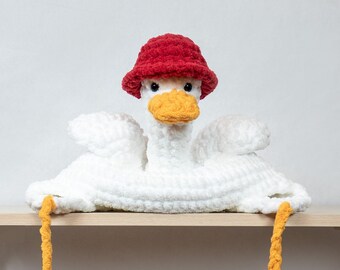 ODUCKO, Fluffy Crochet Duck Hat, Animal Hat