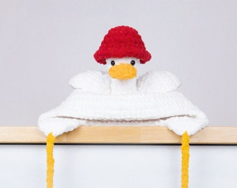 ODUCKO, Fluffy Crochet Duck Hat, Animal Hat