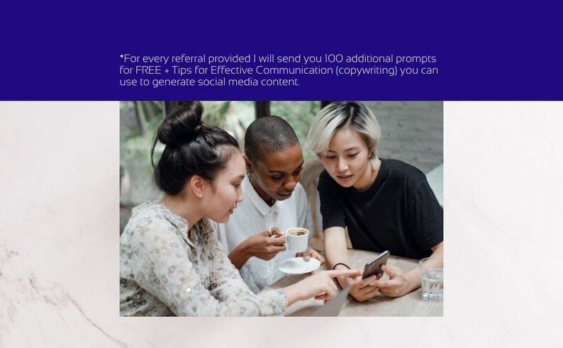 May include: Three people are sitting at a table looking at a smartphone. The person in the middle is holding a cup of coffee. The table is made of wood and has a white tablecloth. The people are all wearing casual clothing.
