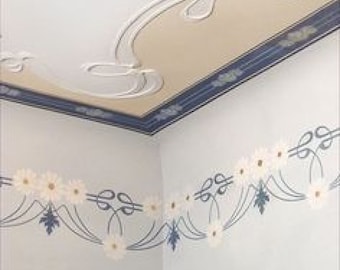 Szablon ścienny w stylu secesyjnym nr 16 – Cyfrowe szablony Stripe, pliki wektorowe SVG DXF, cięcie laserowe Mylar, 2 lub 3 kolory
