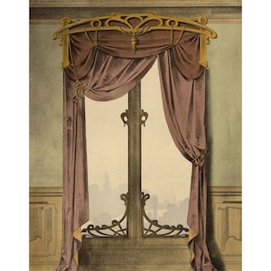 1ps Art Nouveau curtain rod bracket wood or art deco curtain rod, curtain rod bracket double