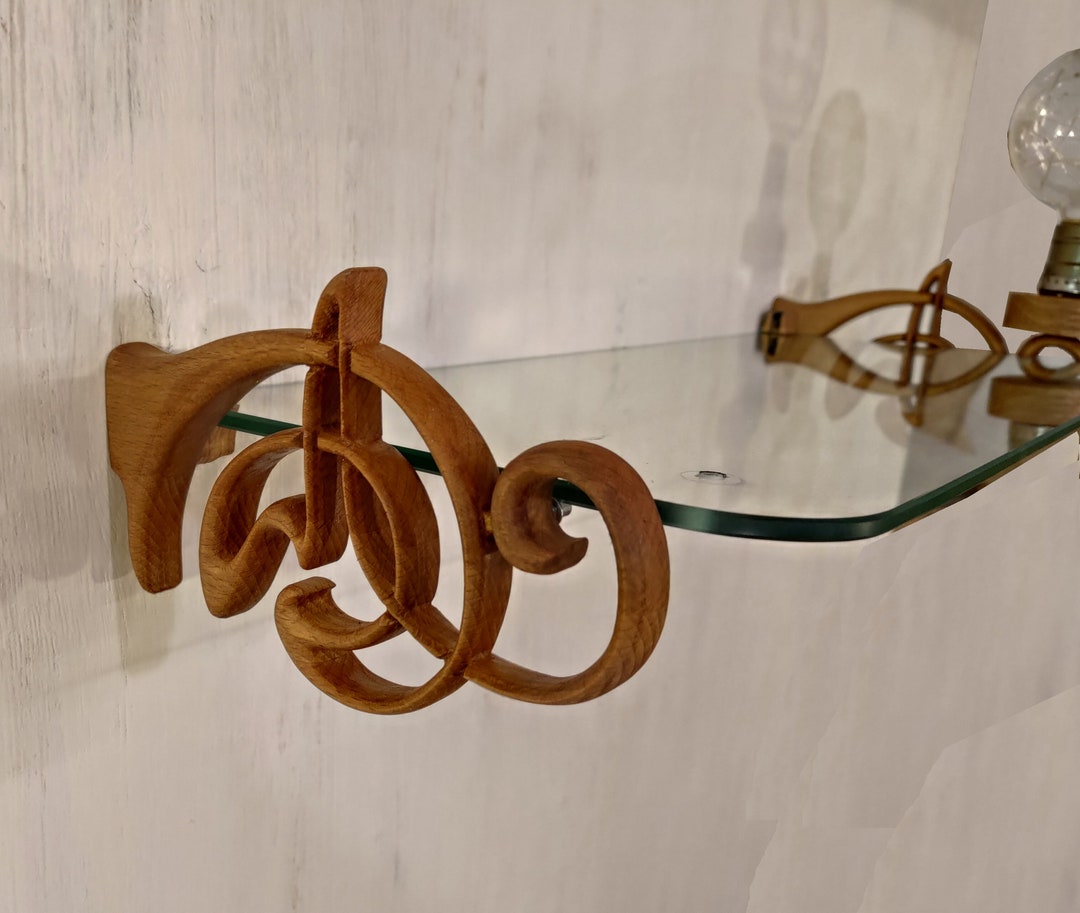Art Nouveau Wall Shelf Brackets Wood Shelf Brackets for a Etsy