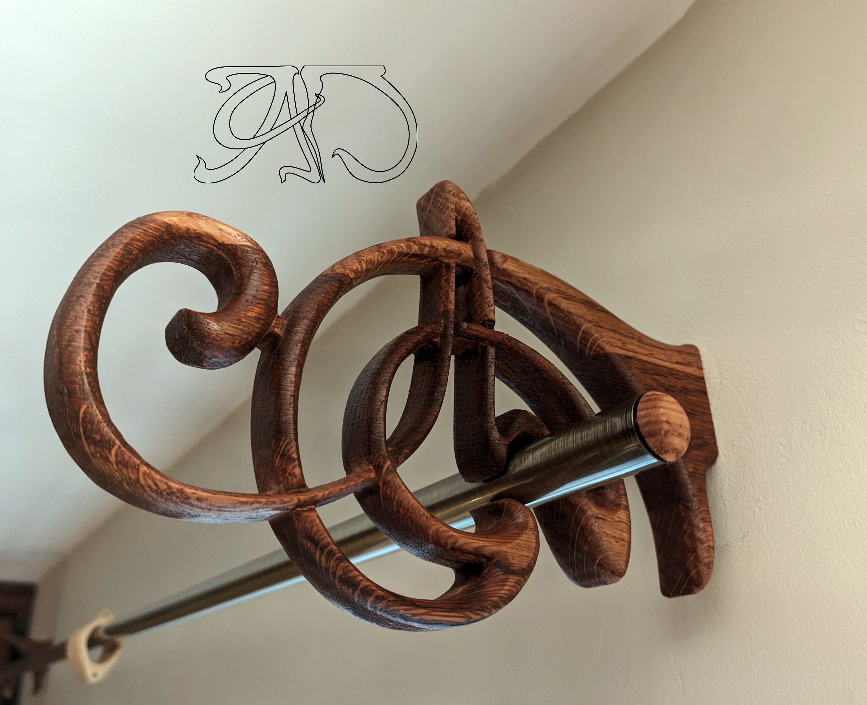 1 Ps A&D Art Nouveau Curtain Rod Holder #9, Curtain Rod Double Brackets