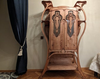 Art Nouveau Furniture -  Armoire or small china cabinet or cupboard or Bar Cabinet