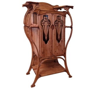 Art Nouveau Furniture -  Armoire or small china cabinet or cupboard or Bar Cabinet