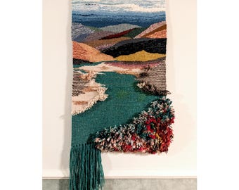 Gewebter Wandbehang Tapisserie, Wanddekor, handgemachte Wandkunst aus Wolle