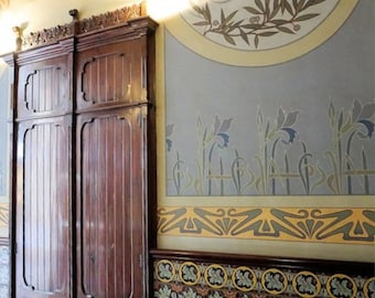 Szablon ścienny w stylu secesyjnym nr 19 – Cyfrowe szablony Stripe, pliki wektorowe SVG DXF, cięcie laserowe Mylar, do jednego koloru