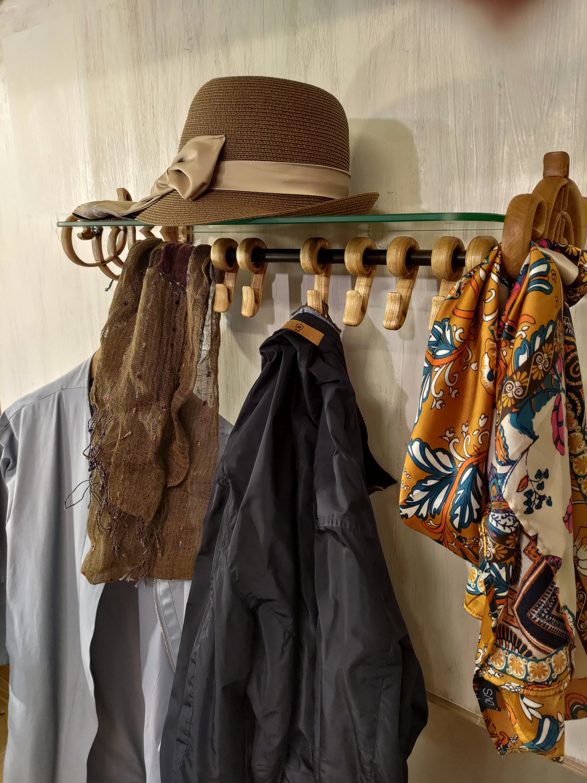 Art Nouveau Wall Coat Rack With Shelf and Hat Rack for Wall - Together ...