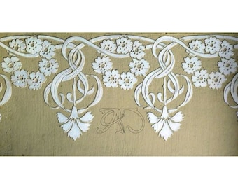 Stencil da parete Art Nouveau n. 71 - Modelli di stencil digitali a strisce SVG DXF PDF File vettoriali Mylar Taglio laser, per 2 colori