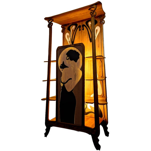 Etagere de estante Art Nouveau: gabinete de porcelana moderno como gabinete de porcelana pequeño, lámpara de pie art deco, lámpara Art Nouveau o lámpara de pie art deco