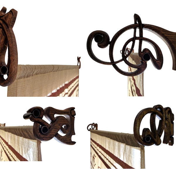 1 ps A&D Art Nouveau curtain rod holder, curtain rod double brackets, decorative hook, curtain rod wood, curtain rod extra long