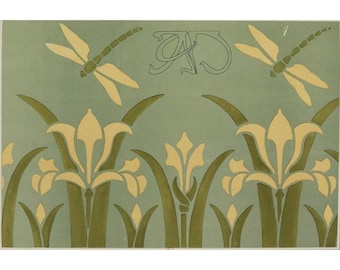 Floral Art Nouveau machine embroidery pattern #167, machine embroidery files, embroidery Art Nouveau decor,  pes+pec+exp+jef+pdf