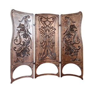 Art Nouveau wood folding screen