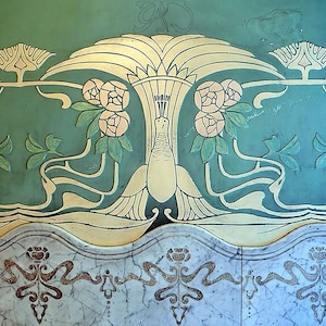 Stencil da parete Art Nouveau n. 72 - Modelli di stencil digitali a strisce SVG DXF PDF File vettoriali Taglio laser Mylar, per 1-2 colori
