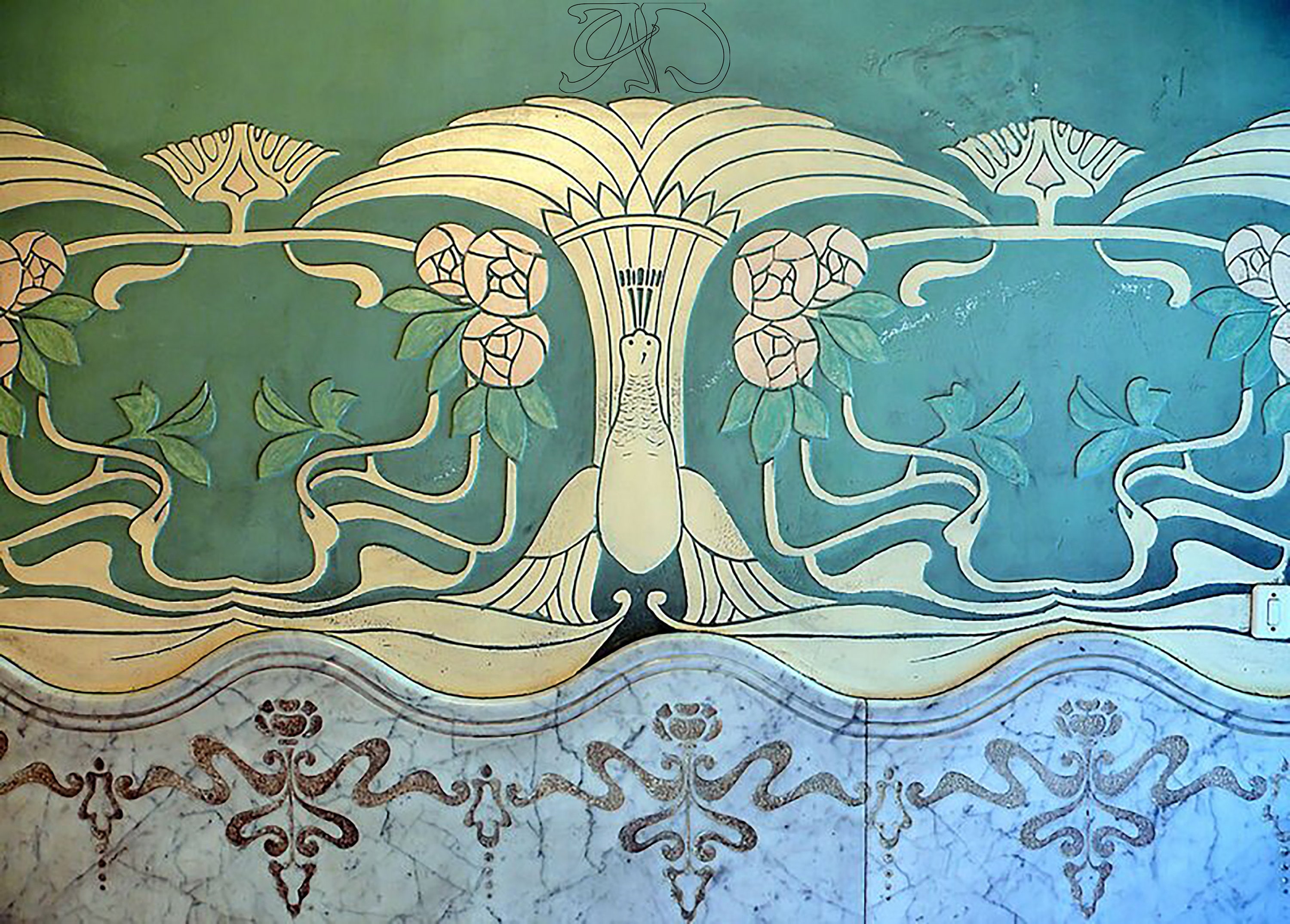Art Nouveau Wall Stenсil 72 Stripe Digital Stencil Templates SVG