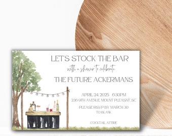 Stock the Bar Invitation, Wedding Shower Invitation, Invitation Template, Digital Download, Stock the Bar Inspiration, Canva Template