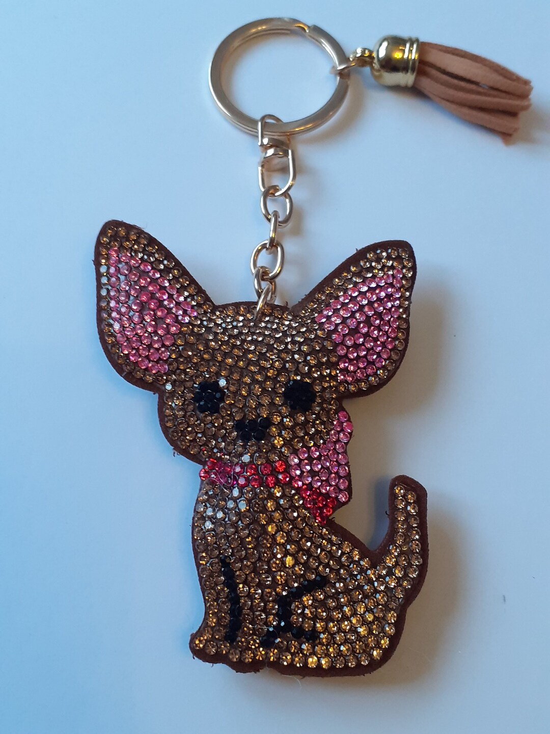 Black Chihuahua Dog Keychain - Smooth Coat Charm For Keyring, Bag, Or Lanyard